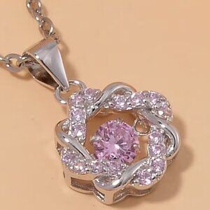 Simulated Pink Diamond 1.10 ctw Pendant in Platinum